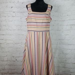 Talbots Fit & Flare Rainbow Striped Dress size 12
